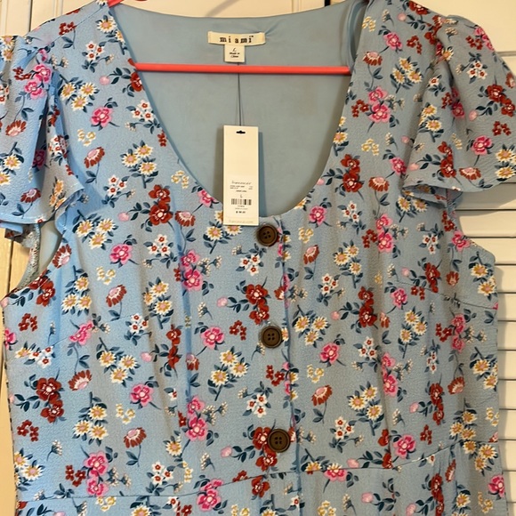 Miami Button Down A-Line Floral Dress - Picture 2 of 4